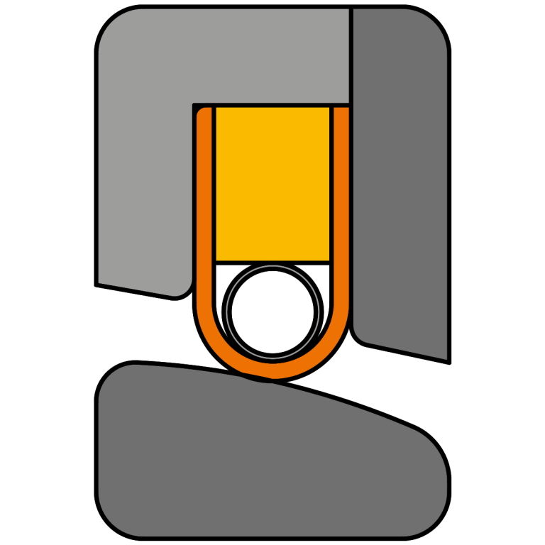 Valve Seal with encapsulated coiled spring for dead space free sealing.